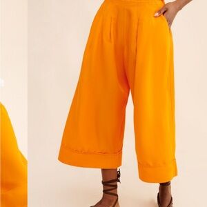 Anthropologie Linen Pleat-Front Wide-Leg Culottes NWT $146 MSRP